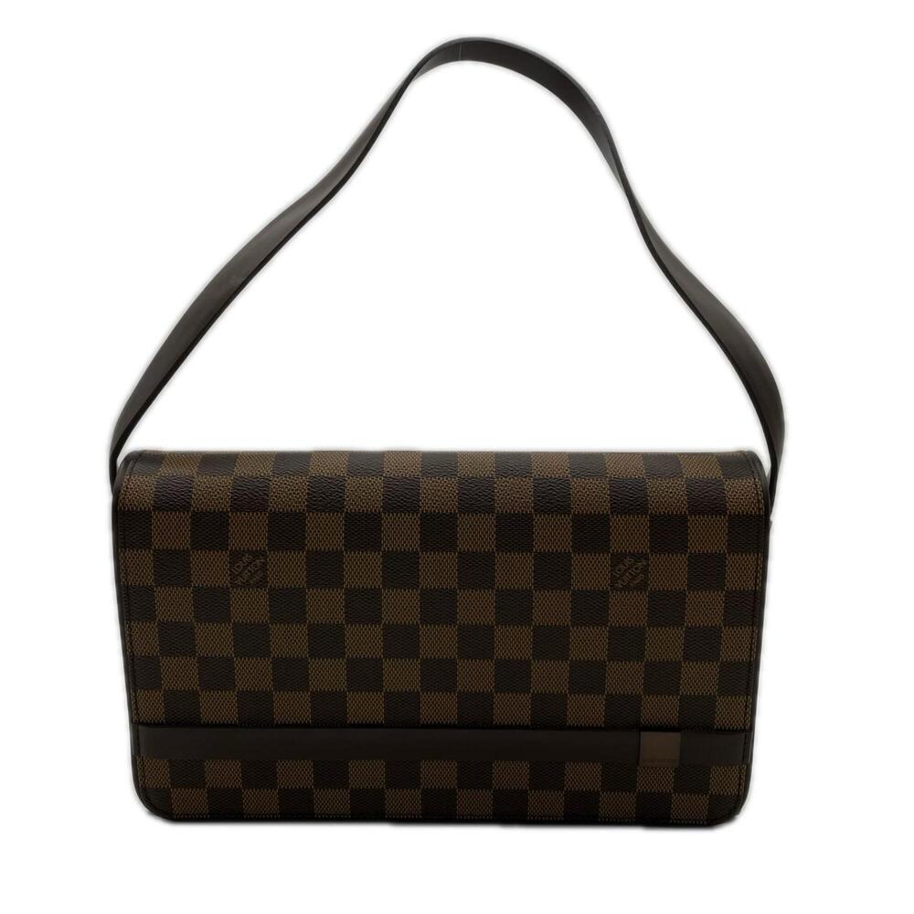 LOUIS VUITTON Damier Tribeca Long N51160 Shoulder Bag Brown Beige Leather Men's